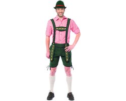 Partychimp Voordelige Korte Lederhose Man Johann Oktoberfest Heren Lederhosen Man Carnavalskleding Heren Carnaval - Maat M - Groen - Polyester