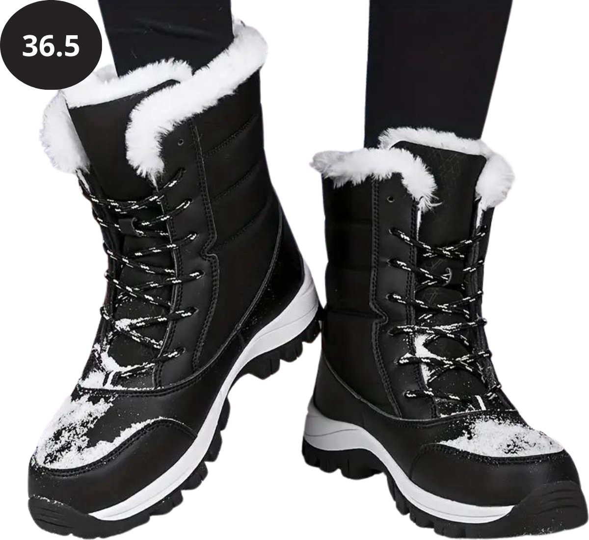 Nivard Snowboots Sneeuwschoenen Sneeuwboots Dames Wintersport Ski Skischoenen – 36.5 Hoog Zwart
