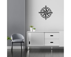 foto van Kompas -Stalen Wanddecoratie Industrieel-Wanddecoratie Metaal-Muurdecoratie Metaal-Muurdecoratie Staal-2 mm Dik-Zwarte Poedercoating