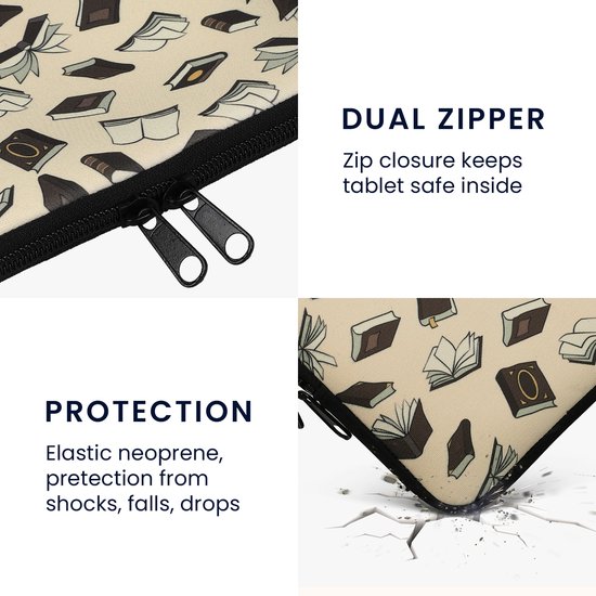 kwmobile Universele Cover voor eReader - Neopreen hoesje Boeken design beige / bruin / goud van kwmobile — afbeelding 5