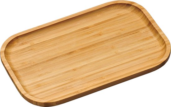 Foto: Bamboe houten dienblad 20 x 30 cm met opstaande rand dranken serveren serveerbladen dienbladen van hout