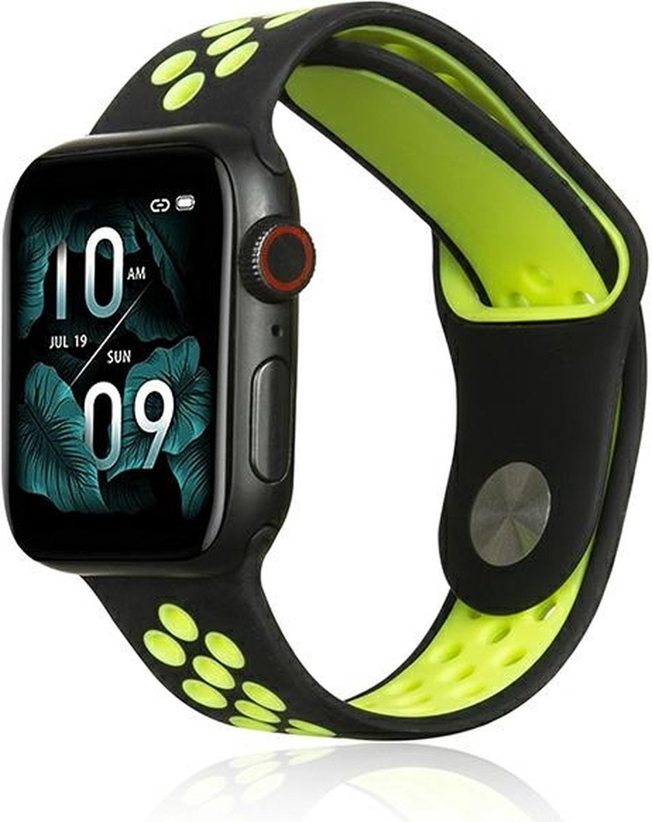 Beline Apple Watch Sport Siliconen band 38/40/41mm zwart/lime zwart/lime