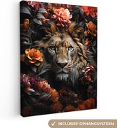 Tableau toile 120x160 cm - Fleurs de lion - Accessoires de décoration de chambre - Peintures salon - Décoration murale animal chambre - Décoration murale cuisine - Décoration murale intérieur - Décoration maison colorée