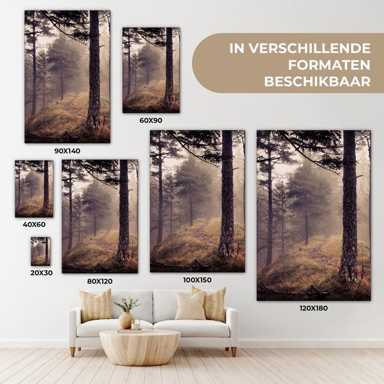 Tableau sur toile Brume - Décoration d'automne - Nature - Forêt - 20x30 cm - Décoration murale