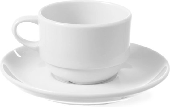 Hendi Soucoupe pour café et cappuccino - bords renforcés - porcelaine résistante à l'usure - ⌀145 mm - blanc