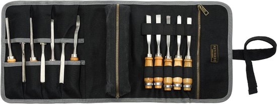 Wessleco Roll Up Bag, 16oz Canvas Wrench Pouch Multifunctionele Tool Organizer, 5 Zakken met ritssluiting (blauw Wessleco Roll Up Bag, 16oz Canvas Wrench Pouch Multifunctionele Tool Organizer, 5 Zakken met ritssluiting (blauw