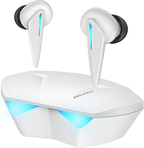 Casque AWEI Bluetooth 5.0 T23 TWS + station d'accueil de jeu blanc/blanc