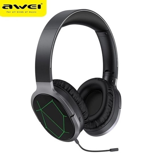 AWEI A799BL Casque de jeu Bluetooth , supra-auriculaire, avec microphone, noir/noir