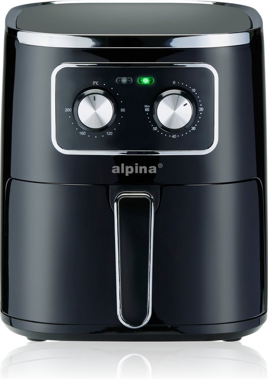 Foto: Alpina airfryer 4 5l heteluchtfriteuse voor 3 tot 4 personen air fryer met instelbare temperatuur van 80 c tot 200 c timer tot 60 minuten hetelucht friteuse 1450w zwart