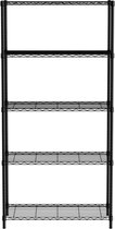 HENDI Opbergrek met 5 verstelbare schappen – zwart – 910x455x1830 mm