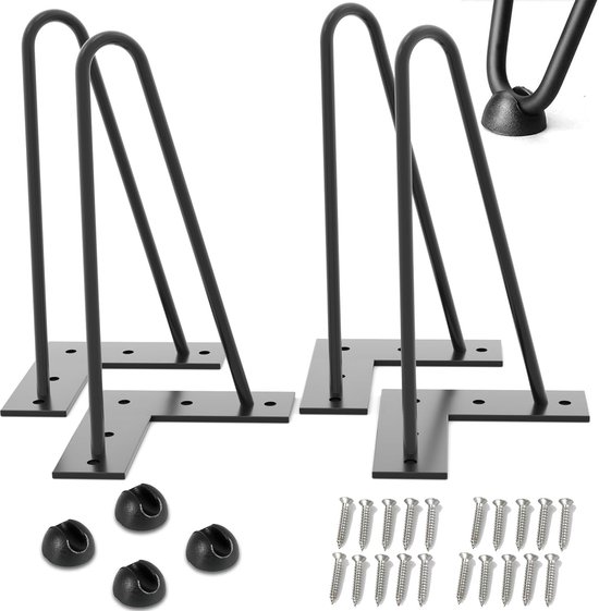 SWANEW Haarspeld tafelpoten, set van 4, tafelpoten, metaal, zwart