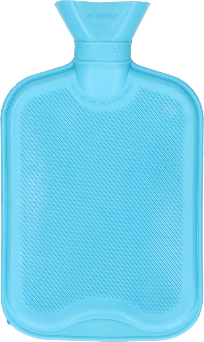 DID Warmwaterkruik - met rubberen hoes - blauw - 2L - kruiken voor warme voeten/lichaam