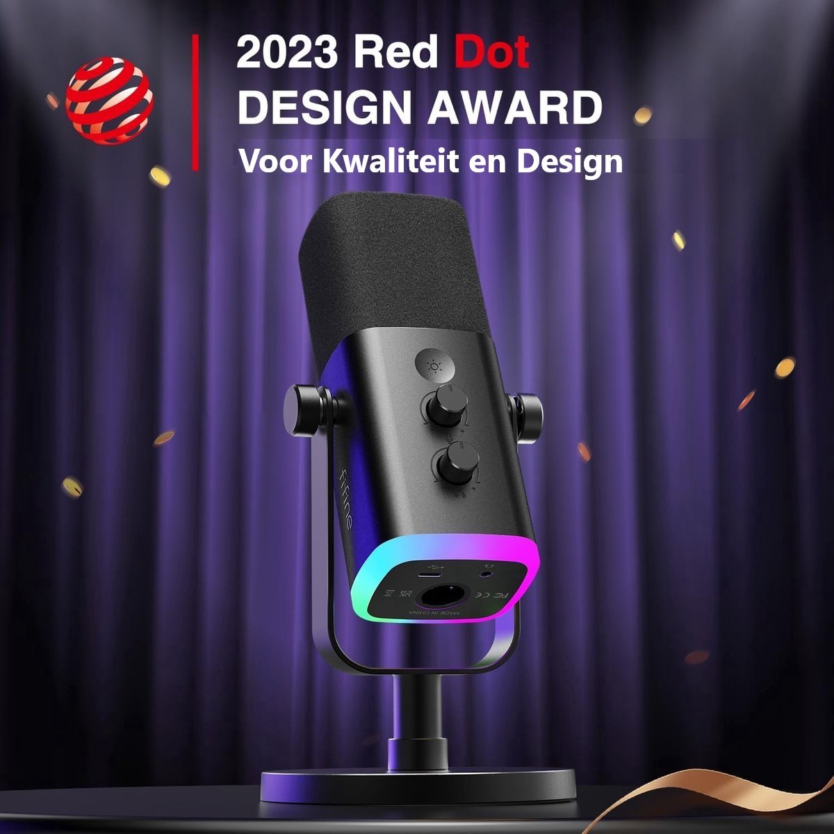 FIFINE - AM8 - USB / XLR Studio Microfoon - Geschikt voor PC/PS4/PS5 - RGB - Podcast - Gaming - Streaming - Zwart — cadeau in Gadgets - foto 7