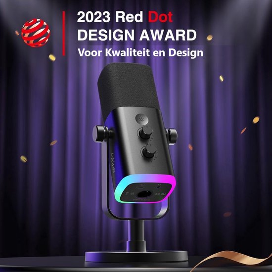 Fifine AM8 - Microphone de streaming USB RVB avec suppression du bruit - Gaming - Podcast - PS5 / PS4 / PC / MAC / Windows - Bouton Touch Mute - Filtre anti-pop