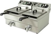 Bol.com HCB® - Professionele Horeca frituurpan - Dubbele friteuse - 2 x 13 liter - 2 x 230V - RVS / INOX frietketel - 63x49x36 c... aanbieding