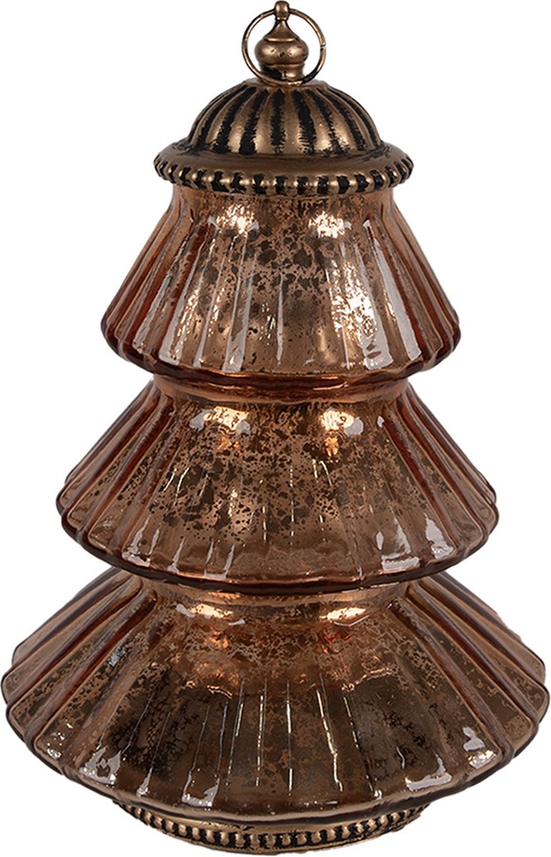 Clayre & Eef Kerstdecoratie met LED-verlichting Ø 16x22 cm Koperkleurig Glas