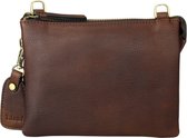 Sac de téléphone en cuir marron foncé Evie