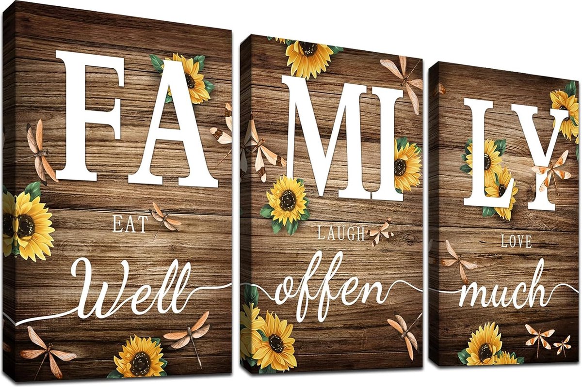 Goodivery ® Inspirerende Canvas Schilderijen Set van 3 met Houten Lijst voor Woonkamer of Slaapkamer