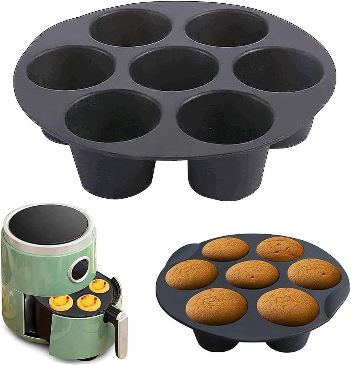 Siliconen muffinvorm bakplaat 2 stuks anti-aanbaklaag voor heteluchtfriteuse oven bakvorm voor cupcakes brownies taarten 152 cm (6 inch)