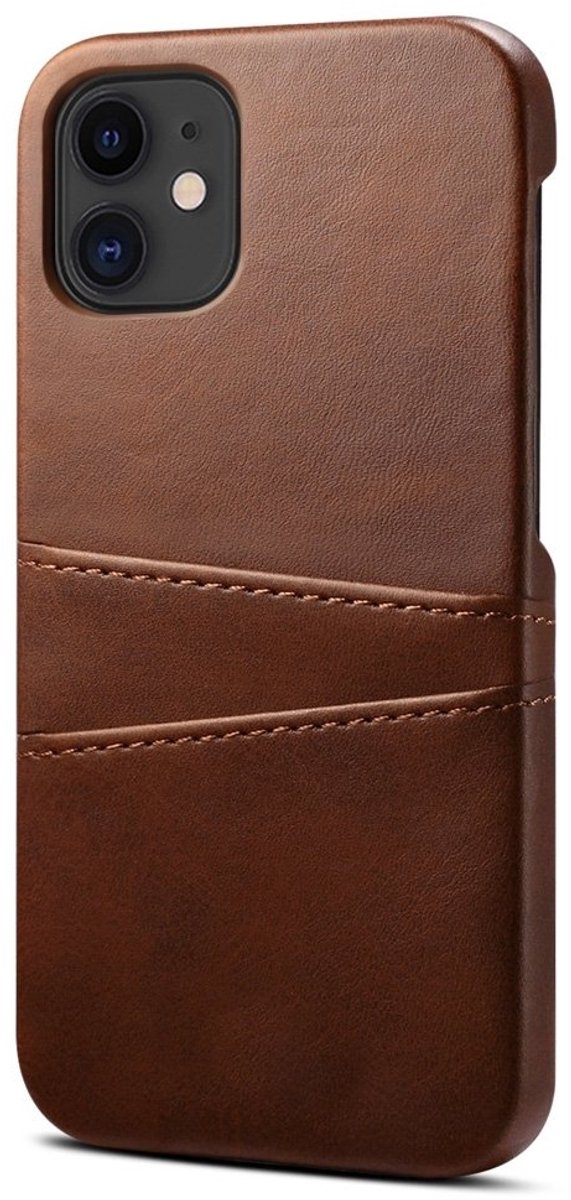 Luxe Leather Snap on Wallet Hoesje geschikt voor iPhone 16 Pro Max - donkerbruin- Pashouder - Kaarthouder - Pasjes - Kaarten - Slank - Krasbestendig - Duurzaam