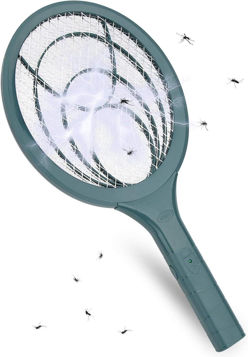 Vliegenmepper elektrisch verwisselbare batterijen doodt insecten binnen en buiten donkergroen