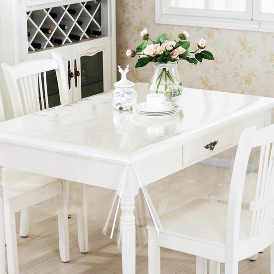 Floordirekt Transparante tafelfolie, tafelkleed met 45° afgeschuinde