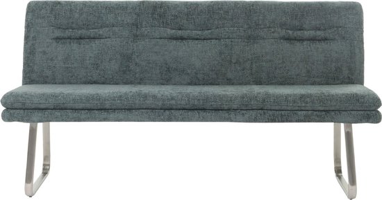 Canapé MCW-H70, canapé de salle à manger canapé rembourré, dossier tissu/textile chenille acier inoxydable brossé 180cm ~ bleu-vert