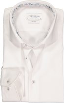 Profuomo slim fit overhemd - Oxford - wit (contrast) - Strijkvrij - Boordmaat: 44