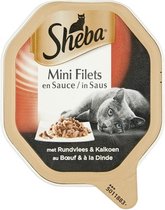 Sheba Mini Filets in Saus Katten Natvoer - Rund & Kalkoen - 22 x 85 gram