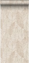 ESTAhome behang getekende bladeren beige - 139352 - 0.53 x 10.05 m