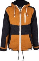 Gebreid Wollen Heren/Uni Vest van Schapenwol met Polyester Fleece voering en afneembare capuchon - SHAKALOHA - M Switch ZH MstrdBlck XXL