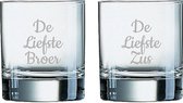Gegraveerde Whiskeyglas 20cl De Liefste Broer-De Liefste Zus