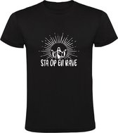 Sta op en rave | Heren T-shirt | Zwart | Jezus | Muziek | Party | Feest | Fuif | Dansen