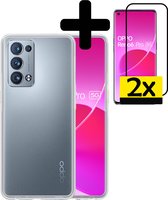 Oppo Reno 6 Pro Hoesje Met 2x Screenprotector - Oppo Reno 6 Pro 5G Case Cover - Siliconen Oppo Reno 6 Pro Hoes Met 2x Screenprotector - Transparant