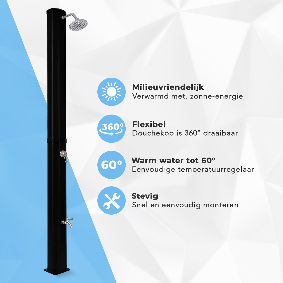 LifeGoods Buitendouche - Solar - Zwart thumbnail 2