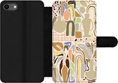 Bookcase Geschikt voor iPhone SE 2020 telefoonhoesje - Bloem - Abstract - Vaas - Bloempot - Met vakjes - Wallet case met magneetsluiting