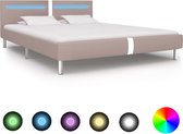 vidaXL Bedframe met LED kunstleer cappuccino 160x200 cm