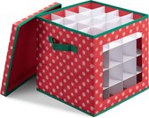 Navaris Boules de Noël Storage Box - Boîte de tri de Boules de Noël - Boîte de rangement 64 compartiments - Carré avec couvercle - Vert Rouge