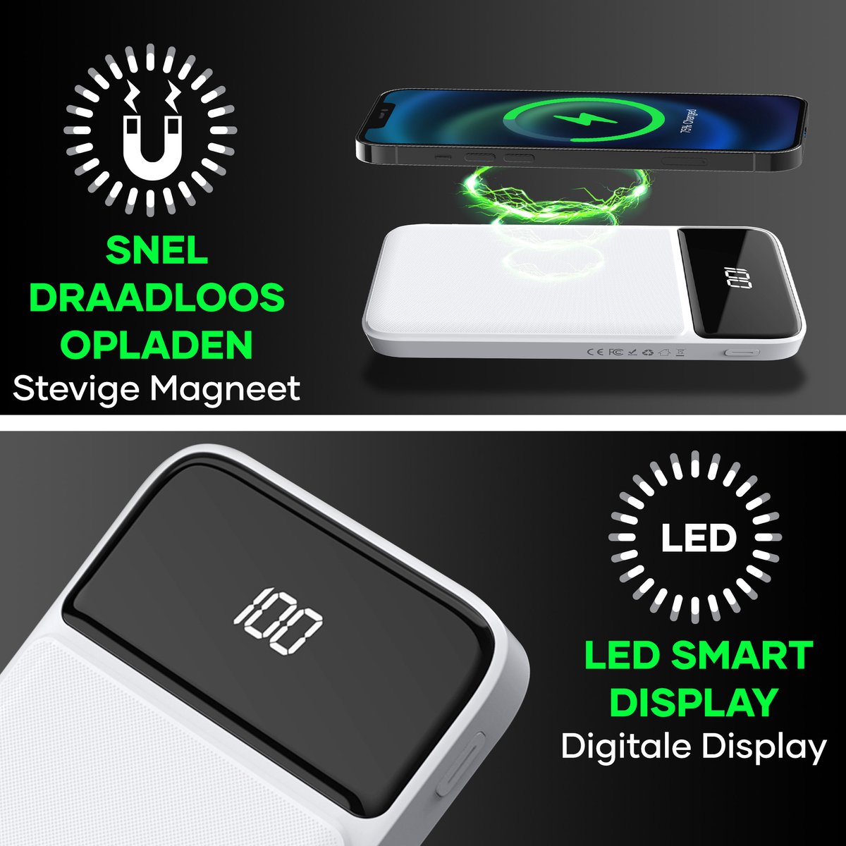 Baseus Nomos Kickstand Magnetische Qi2 Powerbank Draadloos Opladen 45W