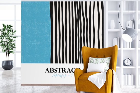 Papier Peint - Papiers Papier peint photo Blauw - Zwart - Wit - Abstrait - Largeur 280 cm x Hauteur 280 cm