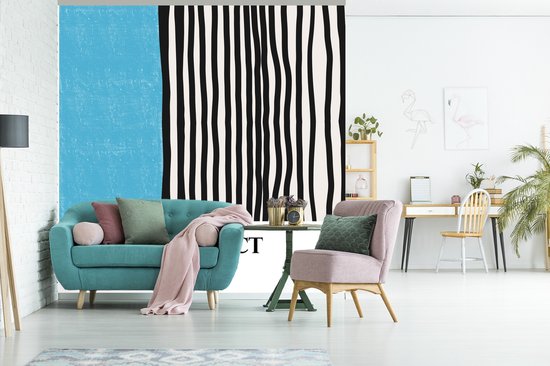 Papier Peint - Papiers Papier peint photo Blauw - Zwart - Wit - Abstrait - Largeur 280 cm x Hauteur 280 cm