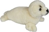 Pluche kleine knuffel dieren witte Zeehond pup van 35 cm - Speelgoed knuffels zeedieren - Leuk als cadeau