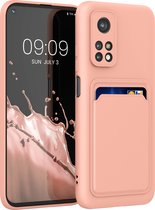 kwmobile hoesje voor Xiaomi Mi 10T / Mi 10T Pro - Telefoonhoesje met pasjeshouder - Smartphone hoesje in roze grapefruit