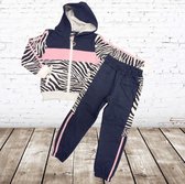 Joggingpak Zebra blauw roze -s&C-122/128-Joggingpakken en huispakken