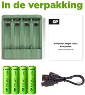 GP ReCyko AA/AAA Everyday Charger (USB) - Batterijoplader - incl. 4x AA batterijen 2100mAh
