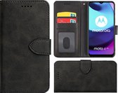 Motorola Moto E20 Hoesje - Bookcase - Pu Leder Wallet Book Case Zwart Cover