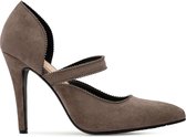 Andres Machado Suede look Mary Jane pumps, Taupe