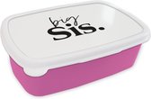 Broodtrommel Roze - Lunchbox - Brooddoos - Grote zus - Quotes - Big sis - Spreuken - 18x12x6 cm - Kinderen - Meisje