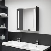 Badkamerkast met spiegel en LED 62x14x60 cm glanzend zwart