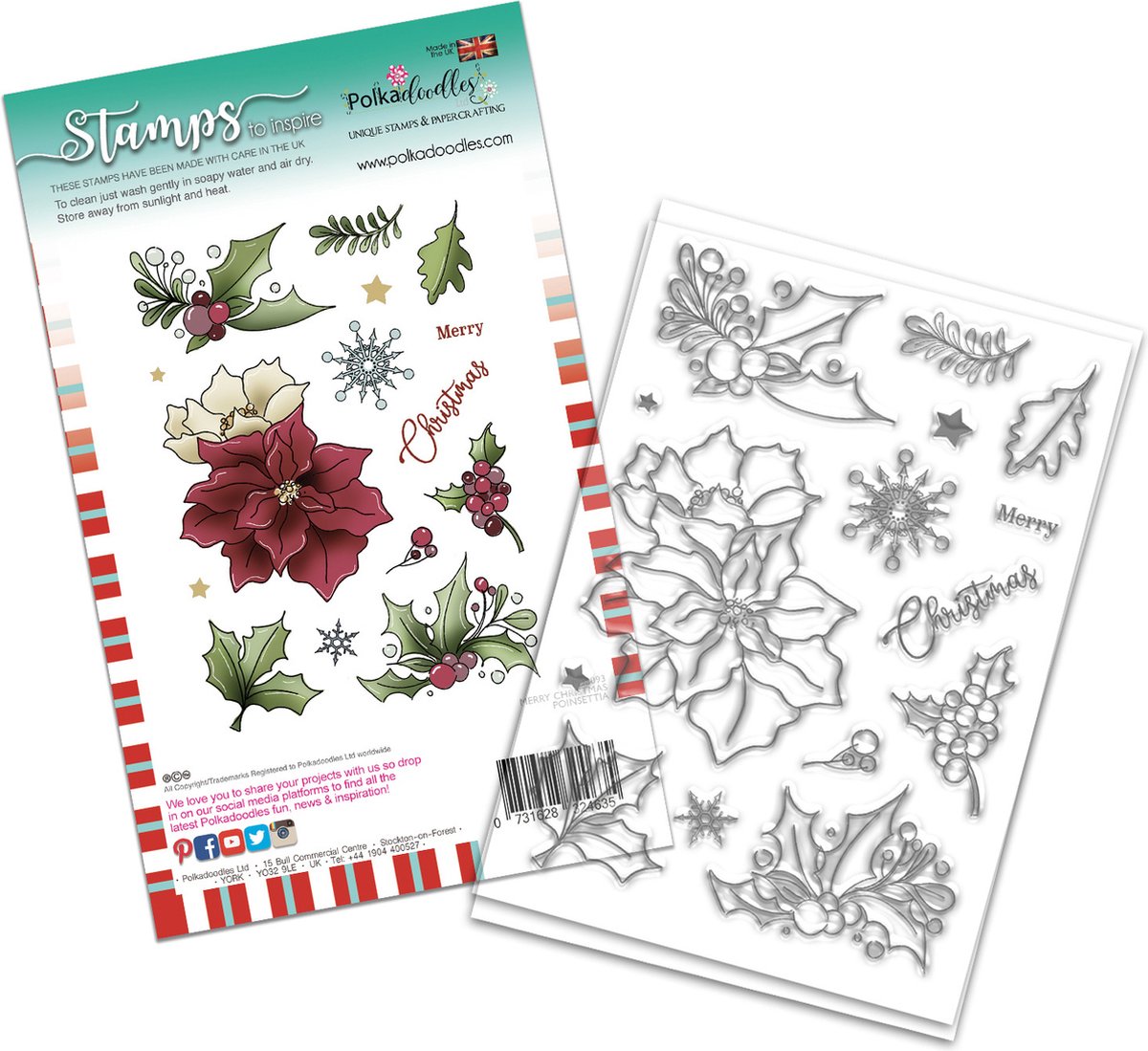 Merry Christmas Poinsettia Clear Stamps (PD8093A)
